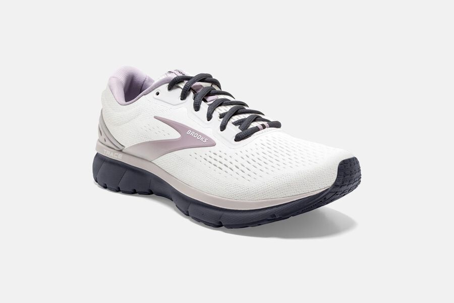 Brooks Trace Road Running Shoes Womens White/Pink 704698-DUS